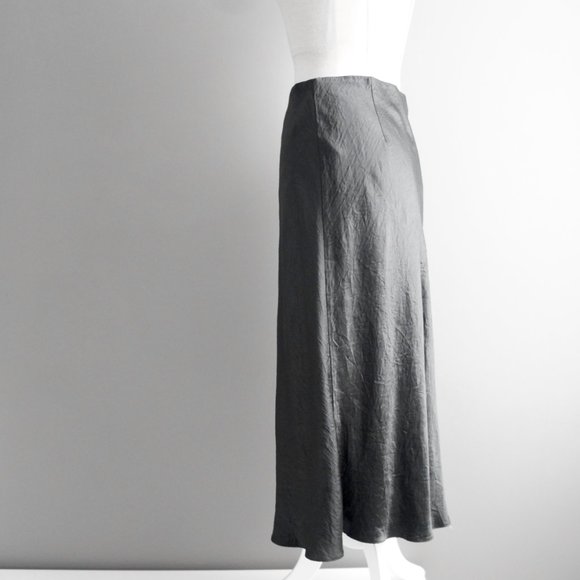 Aritzia Babaton Black Satin Slip Midi Skirt Size 12 - Picture 15 of 16